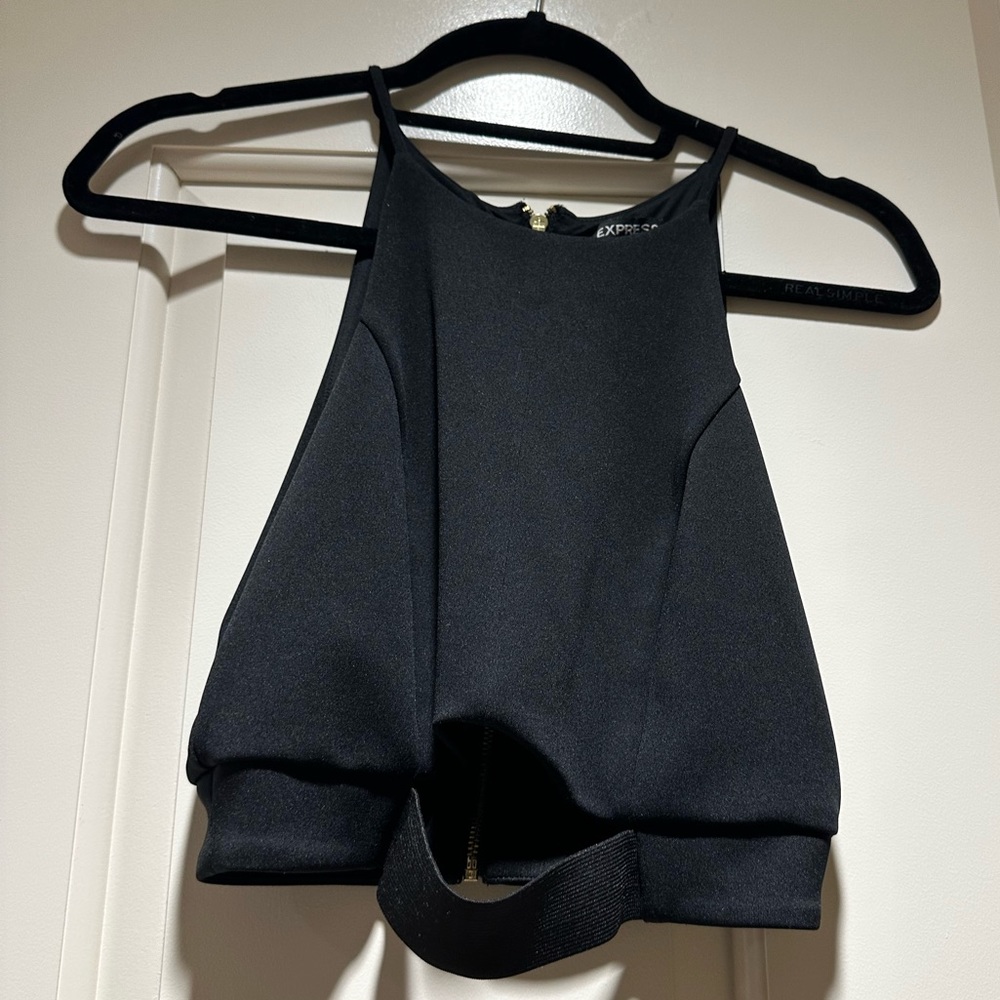 Express Size Small Black Cut-Out Crop Top (Like New!)